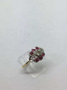 18ct Diamond & Ruby Flower Dress Ring