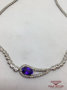 18 ct White Gold Diamond & Tanzanite Necklace