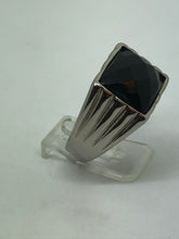 Load image into Gallery viewer, Stainless Steel Black Stone Domed Ring
