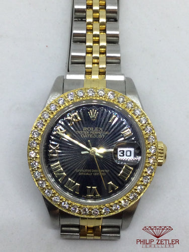 Rolex Gold & steel Ladies Datejust With Diamond Bezel ref 69173