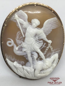 9ct Gold Cameo Broach Michael The Arch Angel