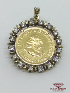 1 Rand Kruger Coin Diamond Pendant