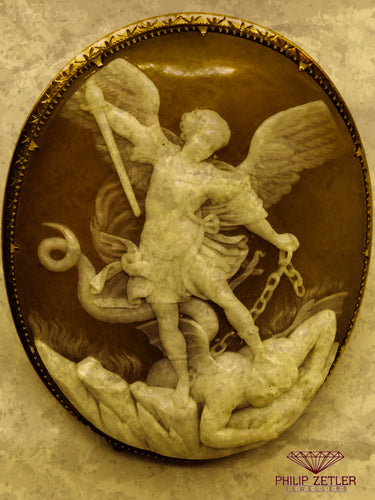 9ct Gold Cameo Broach Michael The Arch Angel