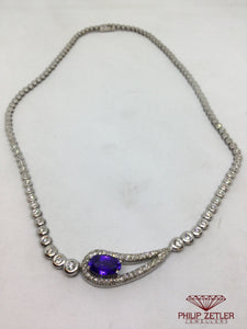 18 ct White Gold Diamond & Tanzanite Necklace