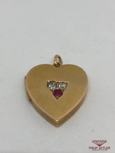 Load image into Gallery viewer, 15ct Gold Diamond &amp; Ruby Heart Pendant
