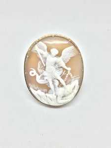 9ct Gold Cameo Broach Michael The Arch Angel