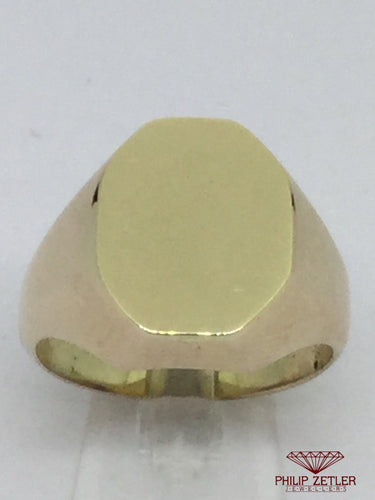 9ct Mens Hexagonal Oval Signet Ring