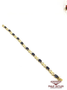 18ct Yellow Gold Sapphire and Diamond Bracelet.
