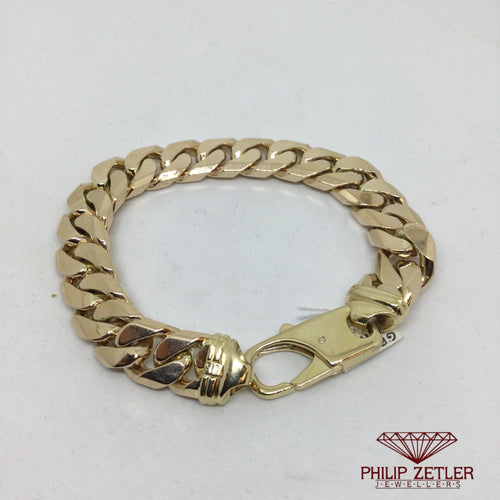 9ct Bracelet Flat Curb link Heavy 81 gms