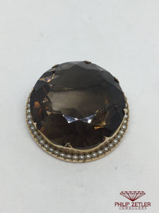9ct Smoaky Topaz and Seedpearl  Broach