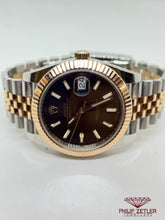 Load image into Gallery viewer, Rolex 18ct Rosegold  &amp; Steel 41 m Datejust Chocklate Brown Dial Serrated bezel
