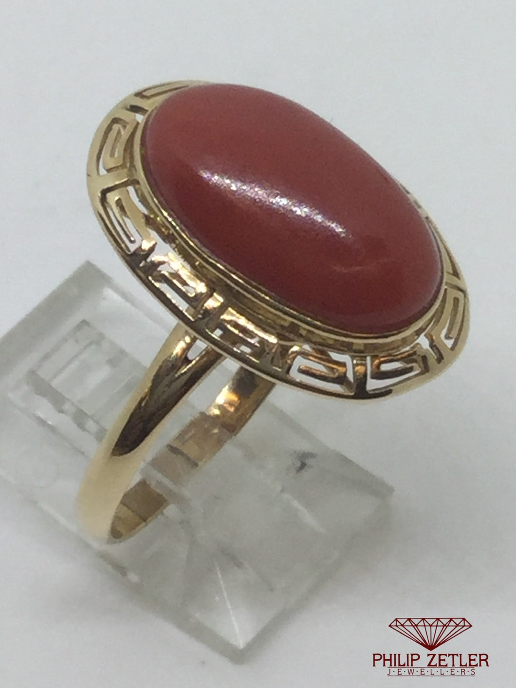 14ct Oval Coral Dress  Ring