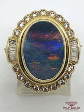 Load image into Gallery viewer, 18ct Rainbow Opal, Gold and Diamond Ring

