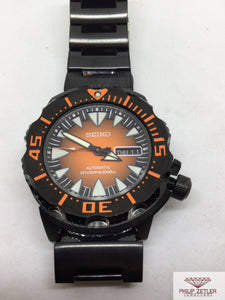 Seiko Divers Automatic 200m" Orange Monster" Full Black Metal Bracelet.