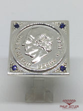 Load image into Gallery viewer, Big Square Silver Coin Ring
