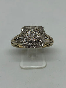 9 ct Ladies Gold Diamond Cluster Ring