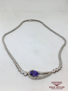 18 ct White Gold Diamond & Tanzanite Necklace