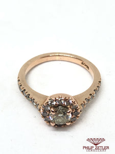 18ct Rose Gold Halo Diamond Ring  .