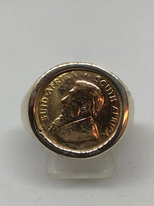 9ct Gents Gold 1/10 Kruger Coin Ring