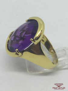 18ct Yellow Gold  Faceted Amethyst Ring