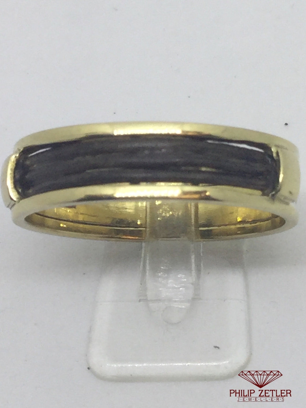 18ct Gold & Elephant Hair Unisex Dress Ring