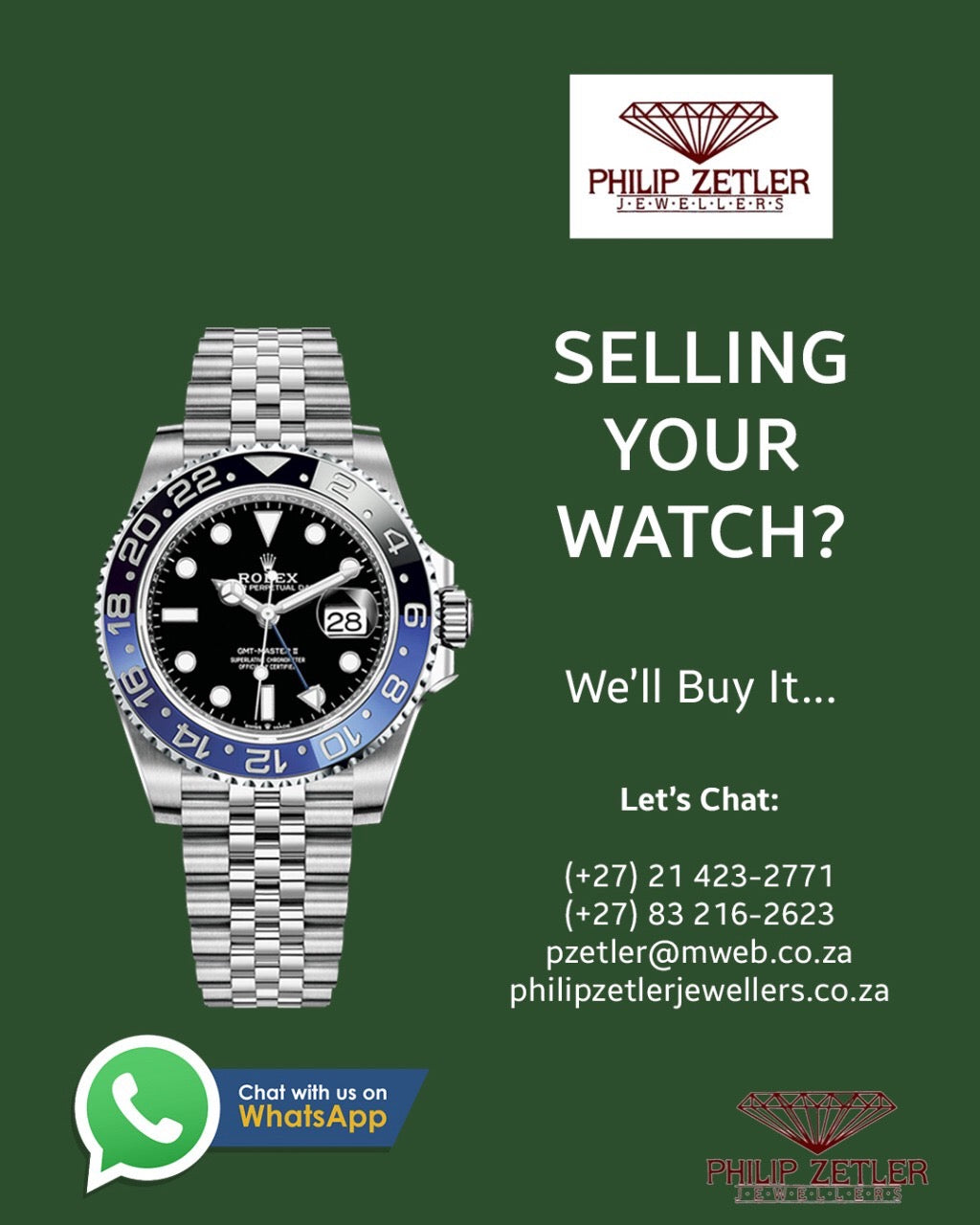 BUYING AND SELLING WATCHES AND JEWELLERY WHATTS AP OR CALL PHILIP 0832162623