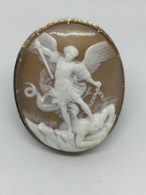 Load image into Gallery viewer, 9ct Gold Cameo Broach Michael The Arch Angel
