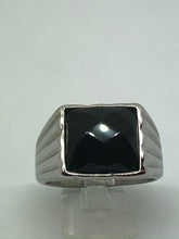 Load image into Gallery viewer, Stainless Steel Black Stone Domed Ring

