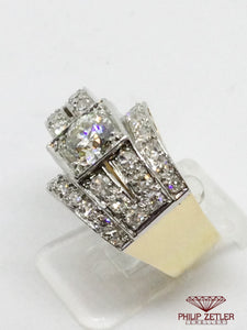 18ct Antique Cluster Diamond Ring 2 Carats Of Diamonds