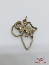 Load image into Gallery viewer, 9 ct Gold Elephant African Map Pendant
