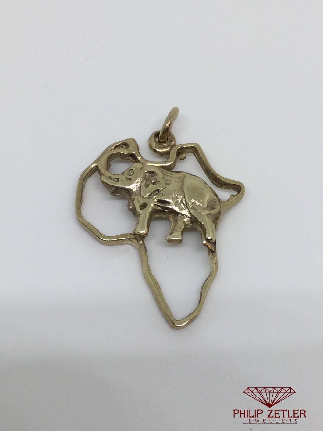 9 ct Gold Elephant African Map Pendant