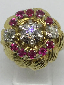 18ct Diamond & Ruby Antique Dress Ring