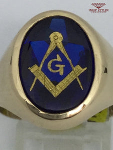 9ct Gold Oval Mans Masonic Dress Ring