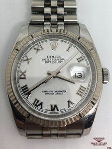 Rolex Datejust 18kt White Gold bezel & steel strap