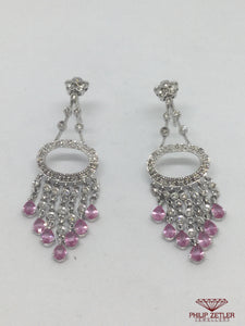 18ct White Gold Diamond & Pink Sapphire Earings