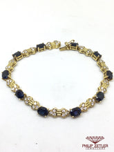 Charger l&#39;image dans la galerie, 18ct Yellow Gold Sapphire and Diamond Bracelet.
