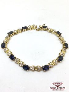18ct Yellow Gold Sapphire and Diamond Bracelet.