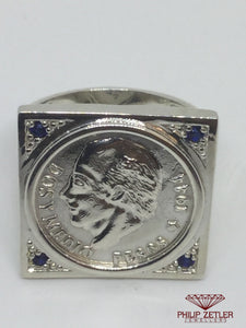 Big Square Silver Coin Ring