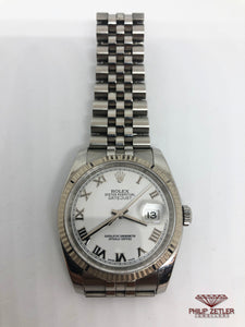 Rolex Datejust 18kt White Gold bezel & steel strap