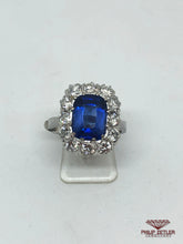 Load image into Gallery viewer, 18ct White Gold Diamond Rectangular Cut  Sapphire  &amp; Diamond Ring

