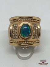 Load image into Gallery viewer, 9ct Yellow Gold Opal &amp; Diamond Ring
