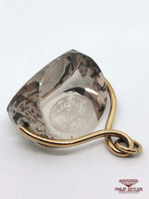 Load image into Gallery viewer, 9ct Yellow Topaz Fob Pendant with Globe Engraving

