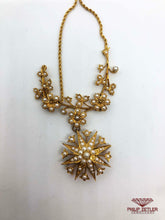 Load image into Gallery viewer, 18ct Rope Necklace with Seed Pearl Rosette and Star Pendants
