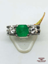 Load image into Gallery viewer, 18ct White Gold Emerald &amp; Diamond Ring
