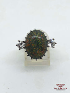 18ct Black Opal & Diamond Gold Ring