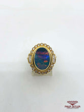 Laden Sie das Bild in den Galerie-Viewer, 18ct Rainbow Opal, Gold and Diamond Ring
