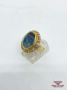 18ct Rainbow Opal, Gold and Diamond Ring