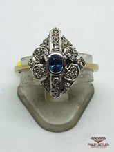 Afbeelding in Gallery-weergave laden, 9ct White Gold Sapphire &amp; Diamond Ring
