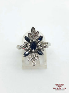 18ct White Gold  Marquise Cut Sapphire & Diamond Ring