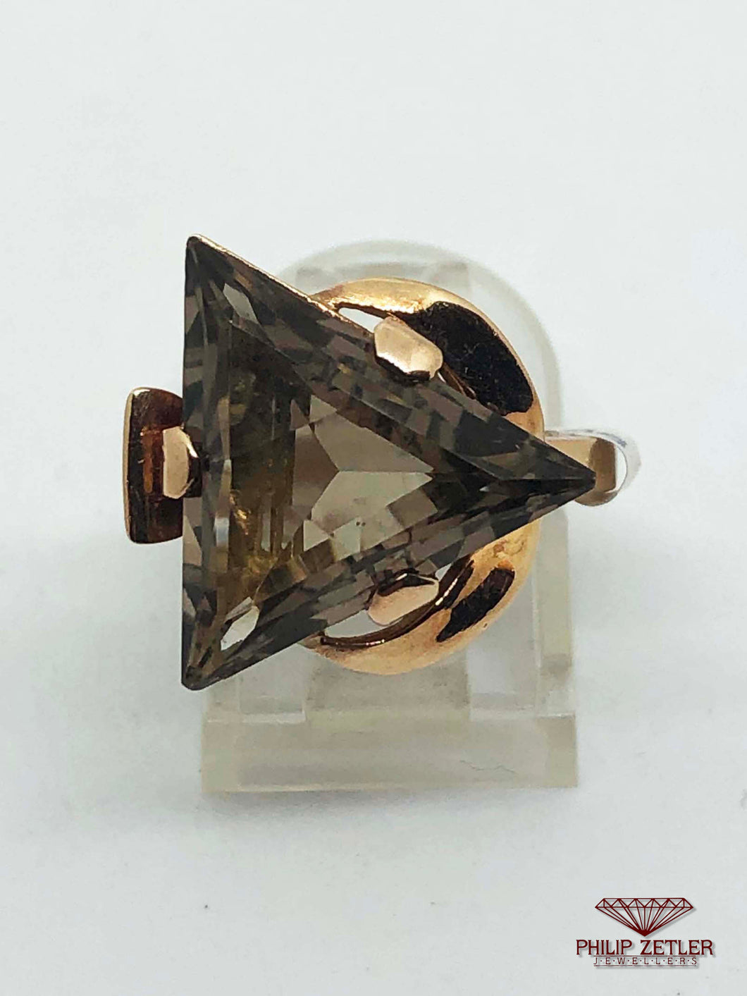 9ct Topaz Trilliant & Rose Gold Ring